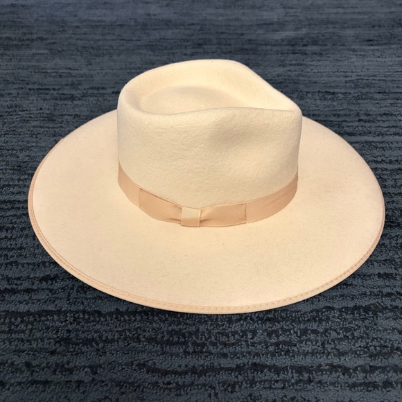 Lack Of Color Accessories - Lack Of Color Size S Ivory Rancher Wide Brim Ribbon Trim Wool Felt Fedora Hat